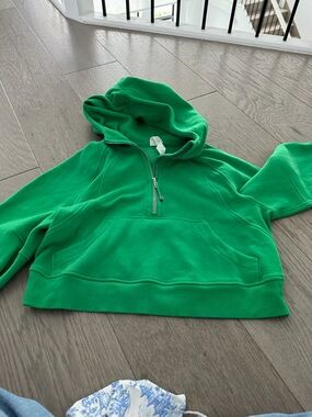 Bright Green Half-Zip Hooded Pullover XS/S